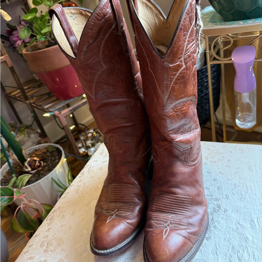 Tony Lama Brown Western Cowboy Boots
